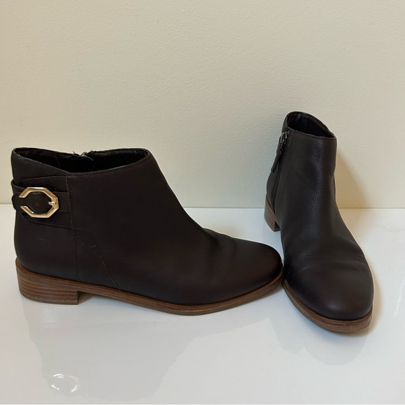 Cole Haan Booties Boots Dark Brown Gold Buckle Women’s 8 - Picture 2 of 9